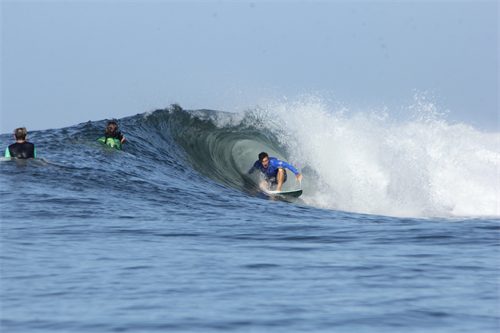 Surfer riding a wave