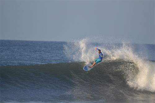 Surfer riding a wave